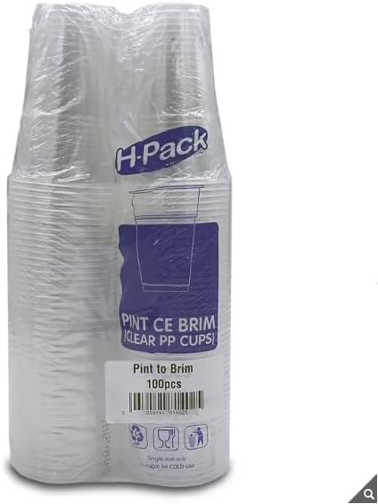 AHG Investment H-Pack Pint Tumblers 568ml- CE Marked - Ideal for Cold Drinks - 568ml Capacity per Cup - 100 Pack