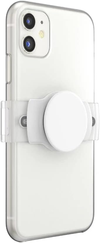 PopSockets: PopGrip Slide Stretch Non-Adhesive Phone Stand & Grip with Square Edges and a Swappable Top - Compatible with Most Phones - Stretch White