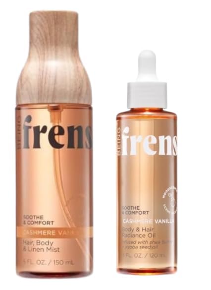 Being Frenshe Cashmere Vanilla Duo | HAIR AND BODY LINEN MIST, 5 fl oz And SHEA BUTTER AND RADIANCE OIL, 4 fl oz