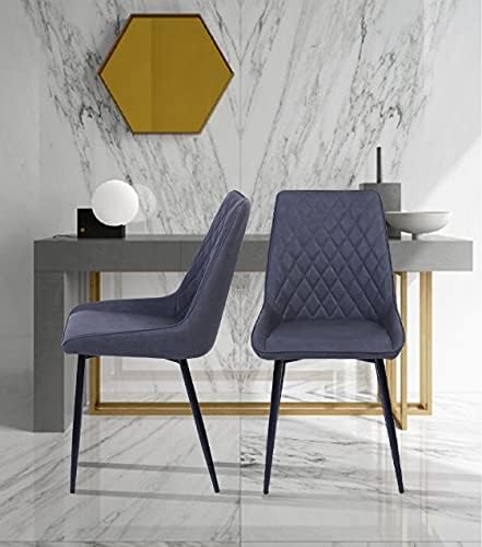 The Home Garden Store Set of 2 Vintage Leather Dining Chairs Dark Grey