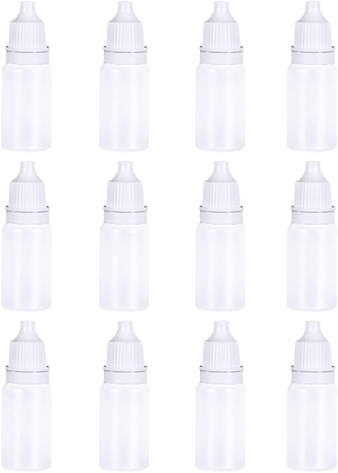Cretty-Meet 12pcs 10ml Empty Plastic White Translucent Squeezable Eye Liquid Dropper Bottles with Caps