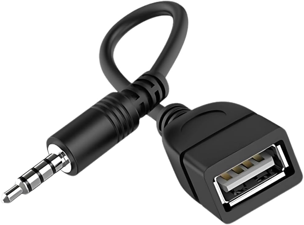 USB to Aux Audio Jack Adapter,3.5mm Male AUX Audio Plug Jack To USB 2.0 Female Converter Adapter Cable Cord for Car Port,Female OTG Cord Converter Audio/CD Player/Speaker,MP3 Decoding Function