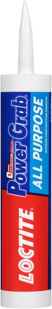 Loctite Power Grab Express All Purpose Construction Adhesive, 9 fl oz Cartridge, 1 Pack - Versatile Construction Glue for Cement, Tile, Wall & More