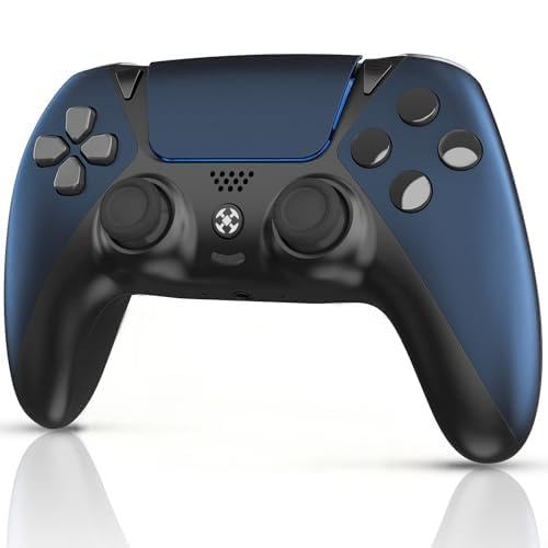Replacement for PS5 Controller,Work for PS5,PS4,PC,No Drift Wireless Remote with Back Paddles Dual Vibration, Turbo, 6-Axis Motion,Speaker,1200mAh Battery, Headphone Jack,(Midnight Blue)