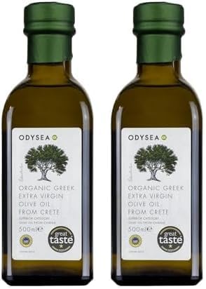 Odysea Organic Greek Extra Virgin Olive Oil, PGI Chania, 500 ml (Pack of 2)