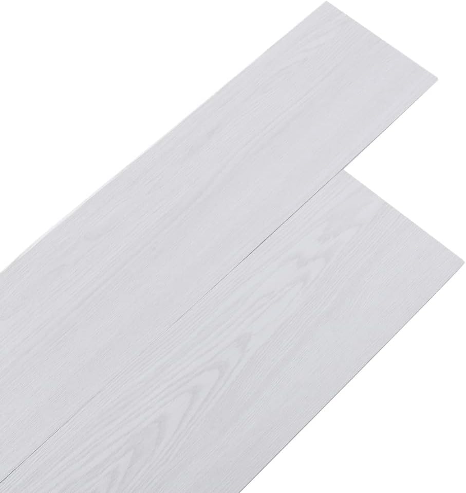 INMOZATA 36Pcs Self-Adhesive PVC Flooring Planks Floorboard Planks Waterproof Floor Stickers for Kitchen Bathroom Home Floor Tile 91.5 X 15.2CM (White Grey)