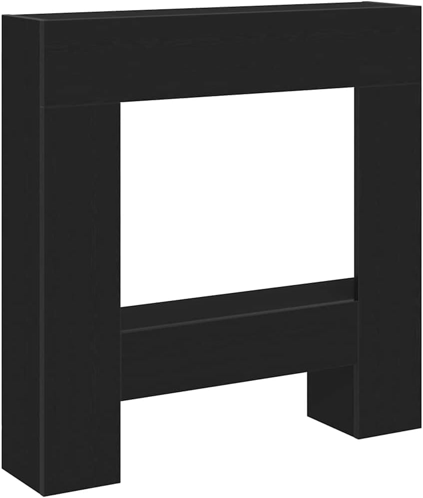 vidaXL Fireplace Surround Black Oak - Engineered Wood Mantel for Electric Flames with Functional Shelf, 81x18x82 cm - Living Room Decor