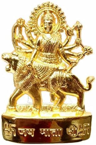 URBANWAZE DM Small Durga Mata Ambe Maa Mata Navratri Navratras Pooja Fast Vaishno Devi Sherawali Maa Diwali Festival Pooja Luck Metal Statue Holy Wealth Mandir Decorations for House Diwali Gifts