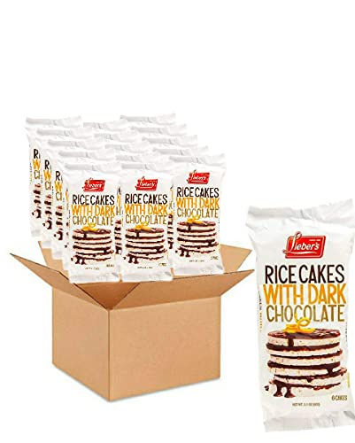 Rice Cakes Covered with Dark Chocolate, Dairy Free, Gluten Free, Kosher, Low Calorie Snacks, 3.1 oz, Pack of 16