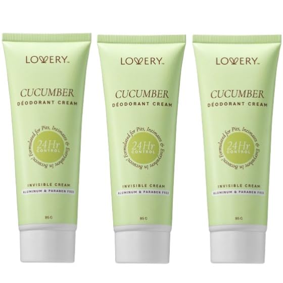 Cucumber Scented Whole Body Deodorant Cream, 3oz 24 Hour Control - 3 Pack