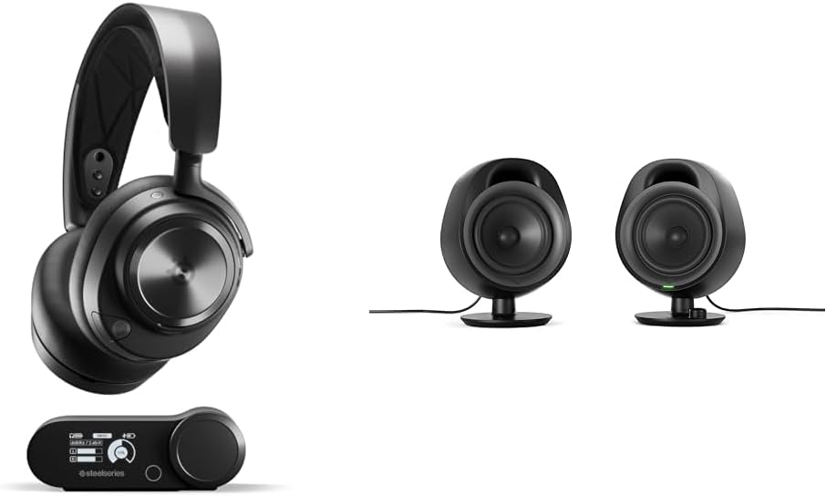 SteelSeries Arctis Nova Pro Wireless Xbox - Multi-System Gaming Headset & Arena 3 - Full-Range 2.0 Gaming Speakers – Immersive Audio – On-Speaker Controls