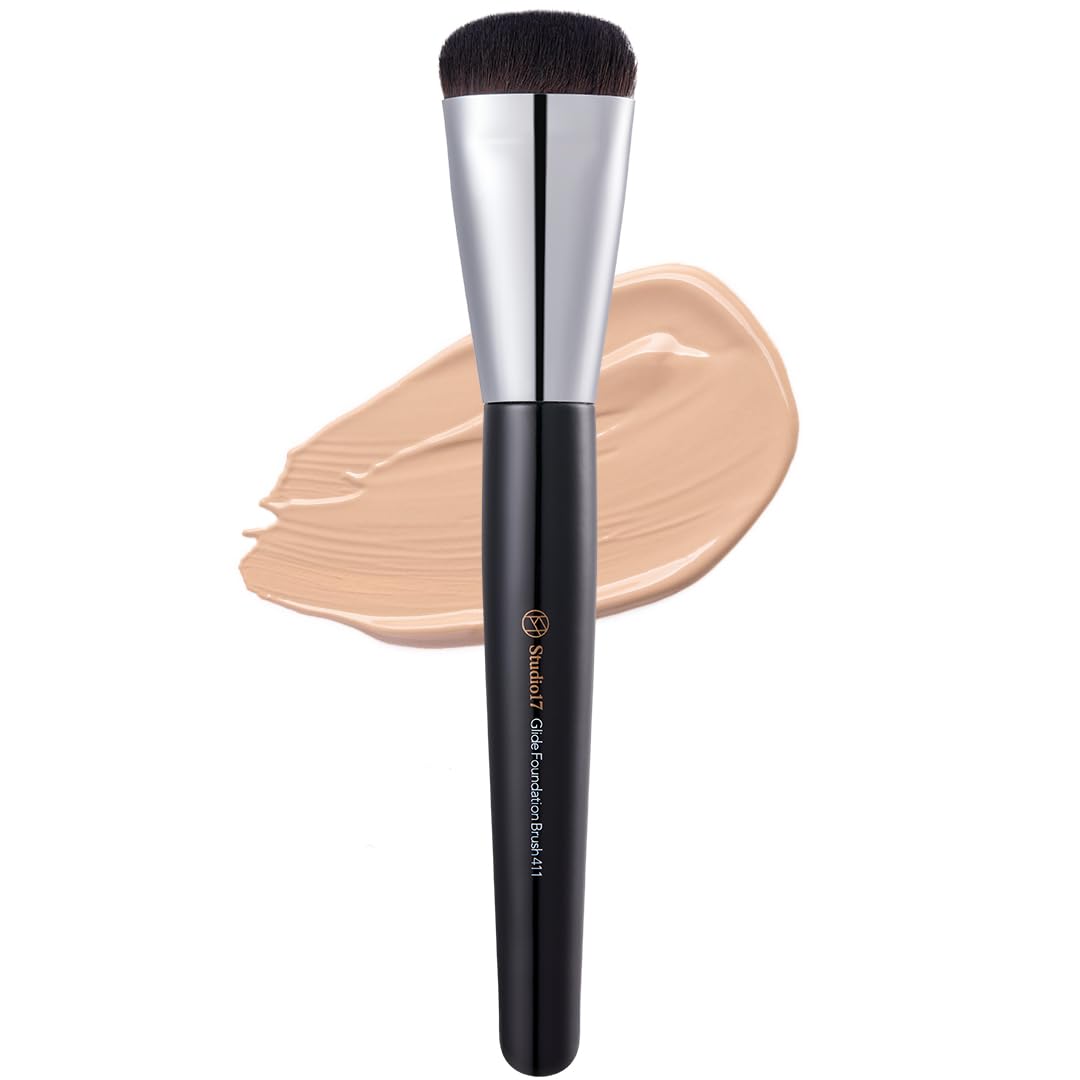 Glide Flat Foundation Brush for Liquid Makeup | Liquid Foundation Brush with Flat Top | Korean Makeup Brush with Super Micro Bristles | Studio Quality Makeup Tool