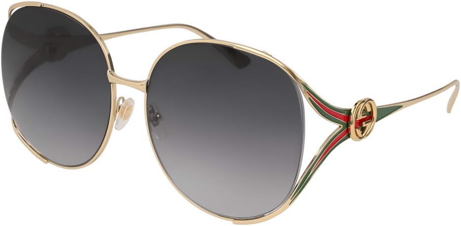 Gucci GG0225S-001-63 Rectangular Sunglasses, Gold (1/Grey), 63