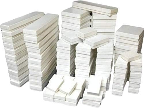 RJ Displays-50 pack Assorted Size White Paper Cardboard Cotton Filled Jewelry Gift Box for Ring, Earring, Charm, Pendant, Necklace, Bracelet, Bangle, Anklet, Belt Buckle, Brooch and Watch