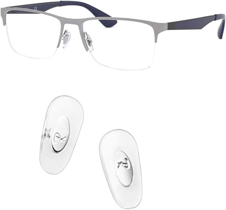 Oak&ban Replacement Push-in Nose Pads for Ray-Ban RB6335 Glasses 14mm Repair Kits,Bonus Lens Cloth(Silver) (Silver)