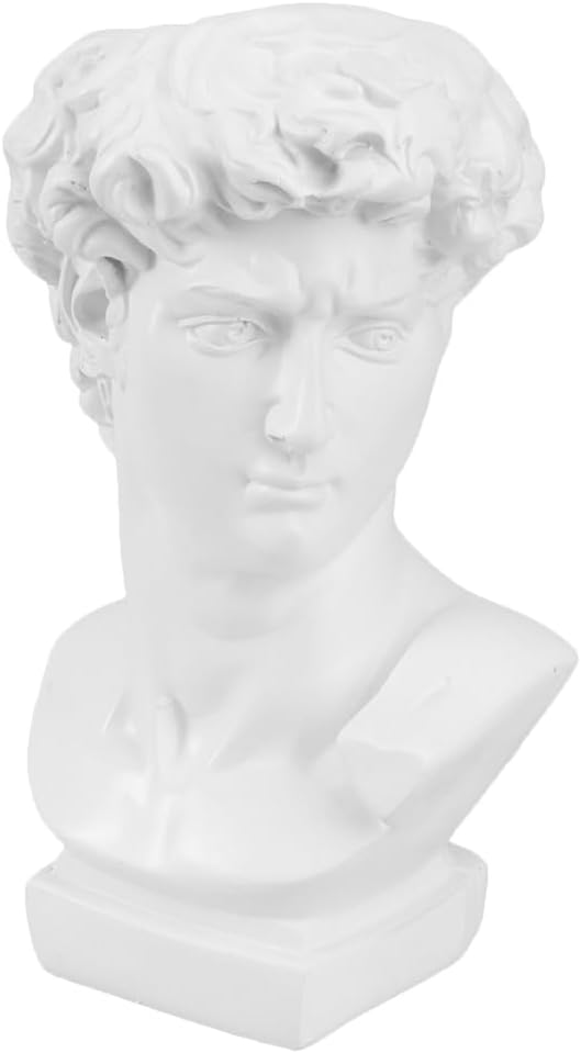Cabilock David Statue Pen Holder Head Vase Greek Resin Sculpture Statues Decoration David Heads Planter Roman Statue Office Bookshelf Decor Home Handcraft