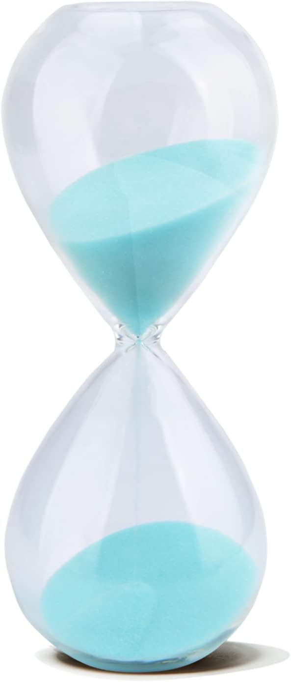 Hourglass, HoveBeaty Hand-Blown Sand Timer Set for Time Management 15 Minutes Durable Glass Construction (15 min, Light Blue)