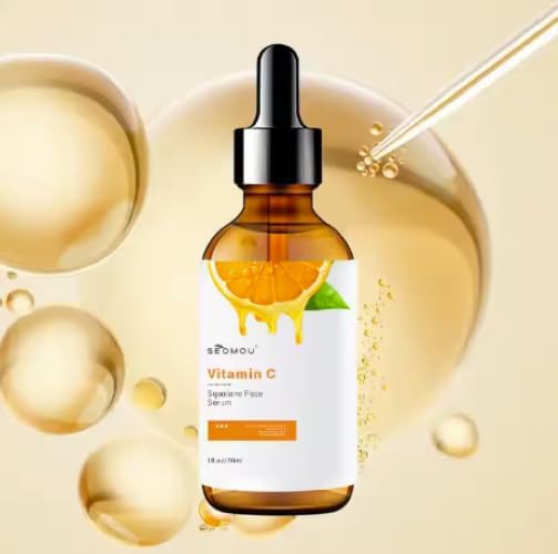 Vitamin C Facial Serum with Sodium Hyaluronate and Squalane, Anti-Ageing Brightening Treatment for Dark Spots, 30ml (1 x 30ml Bottle)