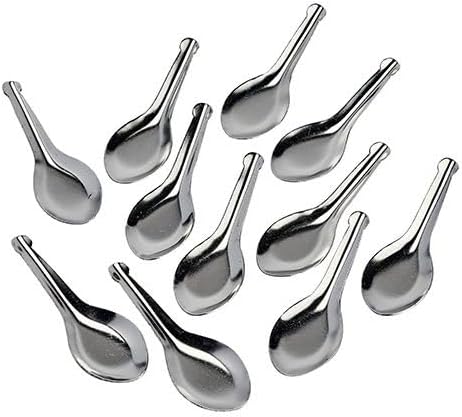 12 Pcs - 8.5CM Small -Set Masala Spoons Teaspoons Dessert Spoons Dabba Tin Spice Stainless Steel Table Spoons Tea Coffee herb Dishwasher Safe Home Kitchen Mirror Polished