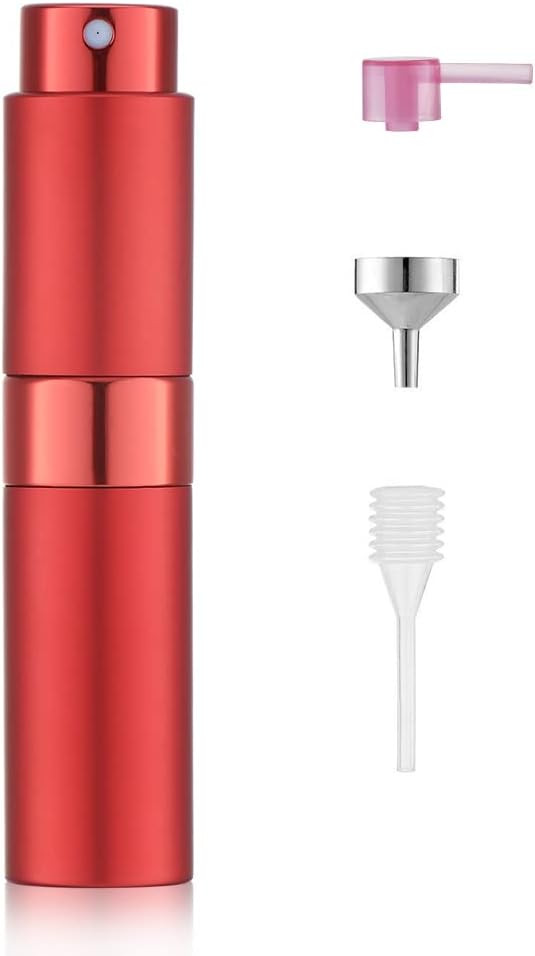 Toureal 8ml Perfume Atomiser for Travel, Refillable Spray Bottles, Aftershave Dispenser(Red)