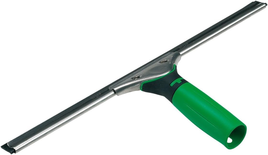 UNGER 79000 ErgoTec Window Squeegee 35cm - Rubber Squeegee Blade, Stainless Steel Channel & Rubber Grip Handle - Window Cleaning Equipment