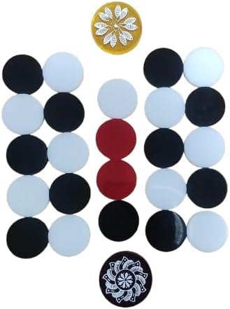 Professional Carrom Board Game International Tournament Champion Acrylic Coins | Set of 24 Coins (6mm) with 2 Striker (8mm) Included (Acrylic Coins 6mm - 24 Coins 2 Strikers)