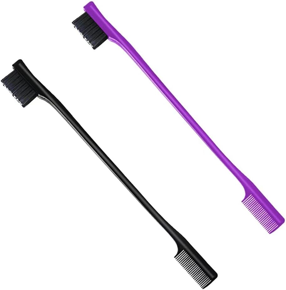 Lmyzcbzl Hair Edge Control Brush, 2 Pcs Double Sided 2 in 1 Hair Brushes, Dual Ended Comb