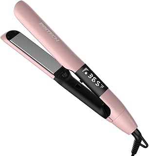 PRITECH Flat Iron Hair Straightener and Curler 2 in 1, Titanium Flat Iron with Negative Ions, Adjustable Temp(248 ℉-450℉) and Automatic Shut Off (Pink)