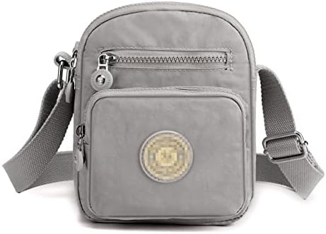 Womens Multi Pocket Casual Nylon Cross Body Bag Messenger Handbag for Ladies Girls Shopping Hiking Daily Use (Gray)