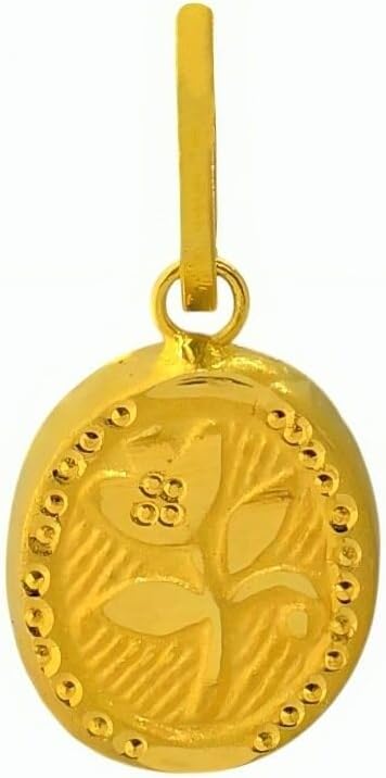 22K Real Certified Fine Yellow Gold Flower Design Chain Pendant