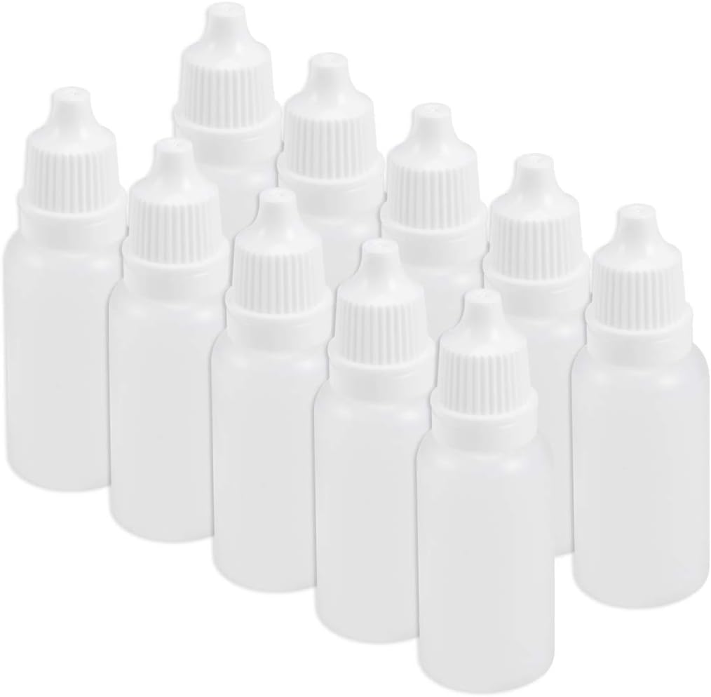 uxcell Plastic Dropper Bottle, 15ml/0.5oz Small Mouth Drop Bottles Empty Squeezable Eye Liquid Dropper Bottle 10pcs