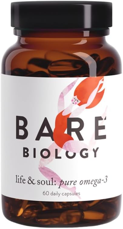 Bare Biology Super Strength Pure Omega 3 Fish Oil 1,460mg - Life & Soul Daily Omega 3 Capsules (1 Month Supply - 60 Capsules) EPA 860mg DHA 440mg, Supports Heart, Brain Function & Eye Health