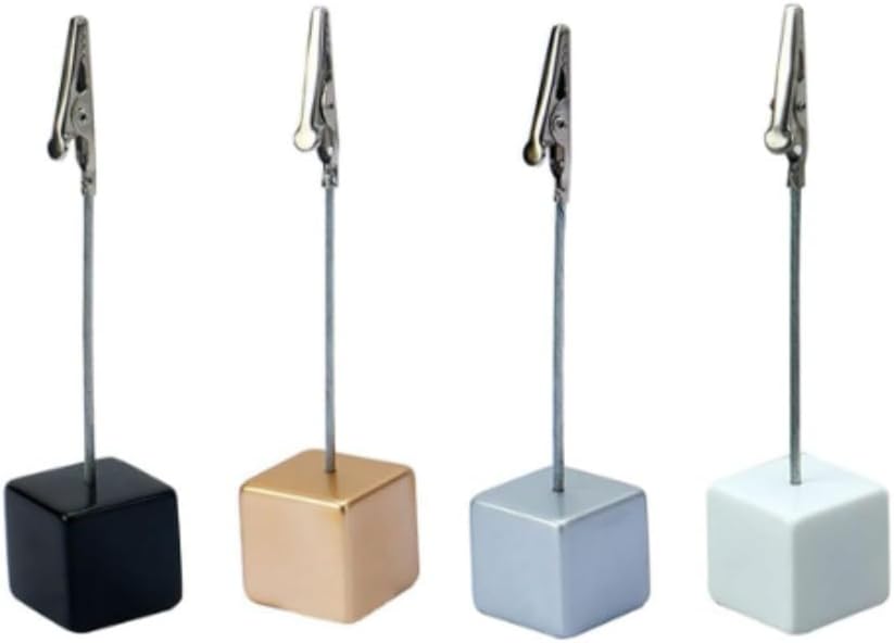 4 Pcs Memo Clip Holders Stand with Alligator Clasp Pictures Card Paper Note Clip for Office Home Use, Paper Stand for Desk, Office Memo Holders