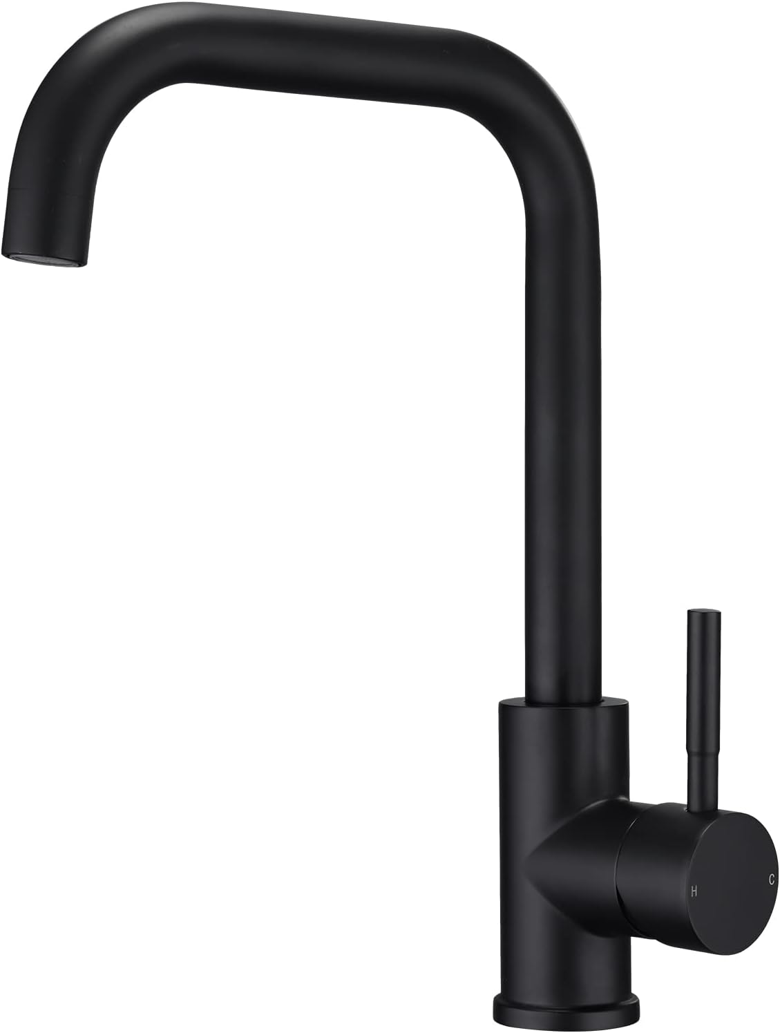 Kitchen Sink Mixer Tap Black Monobloc Mixers Faucet with 360 Swivel Spout, Mono L-Shaped Kitchen Taps with Rectangle Single Lever, Bar Tap with UK Standard Fittings, Matte Black