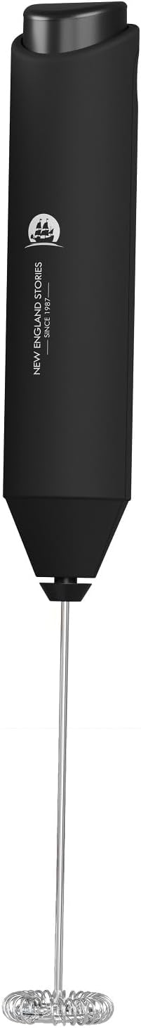 Powerful Milk Frother Wand - Mini Handheld Milk Frother with Stainless Steel Whisk - Battery-Powered Drink Mixer for Coffee, Lattes, Cappuccinos, Matcha - Coffee Enthusiasts Gift - Black