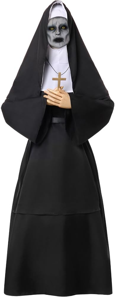 NSPSTT The Nun Costume for Women Nun Dress Halloween Cosplay for Men Nun Costume 5pcs Set