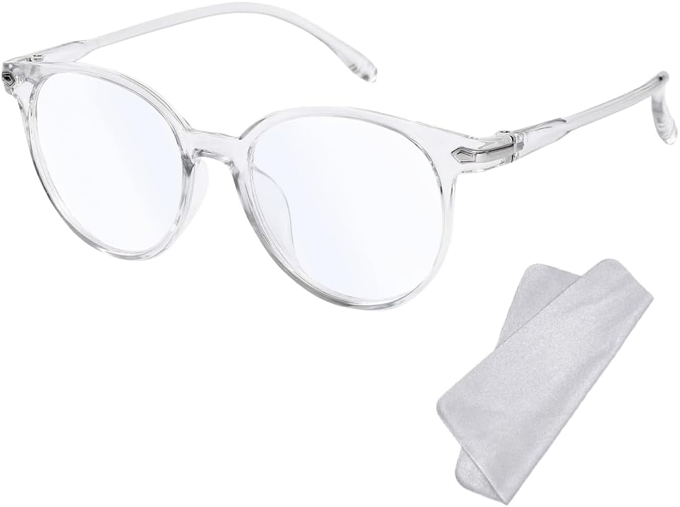 Blue Light Blocking Glasses - Fashion Oval Transparent Frame Reading Glasses Blue Light Eyeglasses Lightweight Anti Eyestrain Computer Gaming Eyewear Unisex