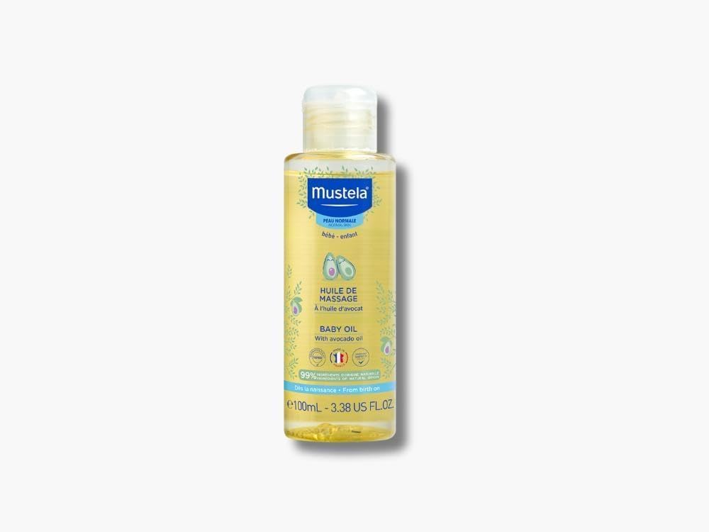 Mustela Baby Oil with Avocado, Pomegranate & Sunflower - Moisturiser for Babies, Kids & Family - 99% Natural Ingredients Softens Skin (100ml)