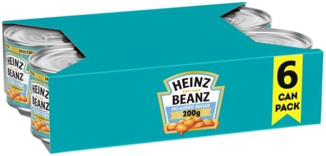 Baked Beans No Added Sugar in a Rich Tomato Sauce Great Value Pack 6x200g Gift Hamper Treat "Deliciousness that brings a smile" For All Occasions