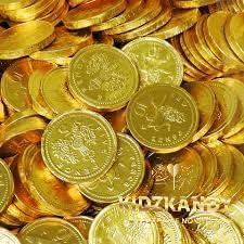 Kidzkandy Milk Chocolate Gold Chocolate Coins 1 Kilogram Bag (Approx 135 coins) Party Filler Birthday Party, School, Easter Net of Milk Chocolate Coins Belgian Chocolate Gift