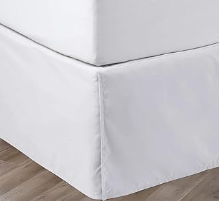 SGI bedding 18 Inch Drop Bed Skirt Queen Size with Platform to Stay in Place Elegant Pleated Design with Split Corners Wrinkle Resistant Fabric for Modern and Stylish Look - White