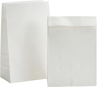 GANKEIC 3.5 X 2.2 X 7.1 Inch 50PCS White Paper Bag Favor Treat Bags for Packaging Party Christmas Wedding Mini Size