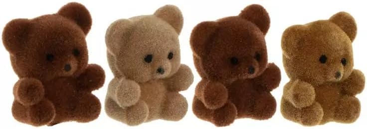Miniature Flocked Brown Teddy Bears for Dolls, Dollhouses, Dioramas, Designs - 1:12 Scale