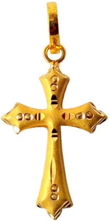 22K/18K Real Certified Fine Yellow Gold Lotus Carved Womens Pendant