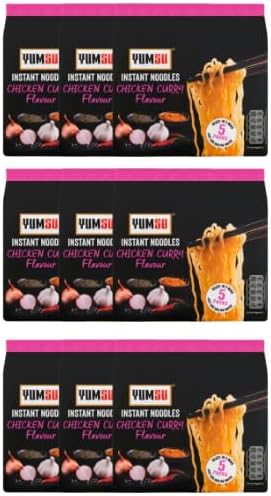 Yumsu Instant Chicken Curry Ramen Noodles 5 x 70g Assorted Pack Spicy Asian Flavour, Halal Dried Noodles, Quick & Easy Meal, Authentic Curry Soup Base (Pack of 45)