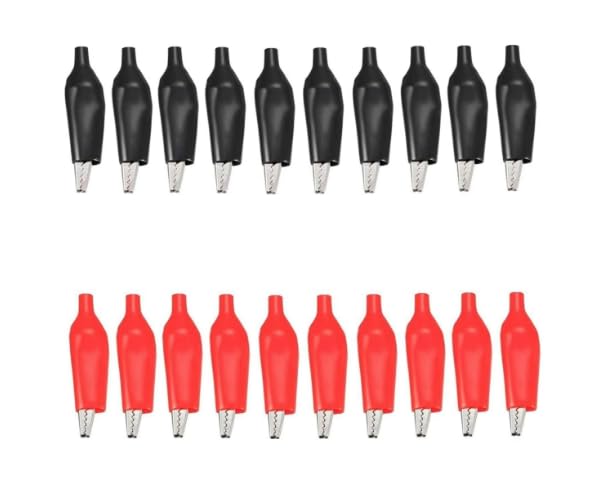 20Pcs Medium Alligator Clips Black Red Soft Insulated Boots Covered Test Lead Clamp,Test, Measure and Inspect