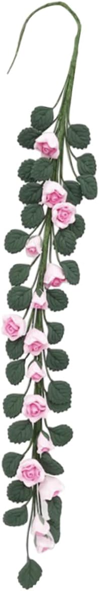 Miniature Resin Rose Bouquet Decoration for Dollhouse Garden Scene Long Pink Floral Craft Accent for Home Cafe Wedding and Elegant Table Settings