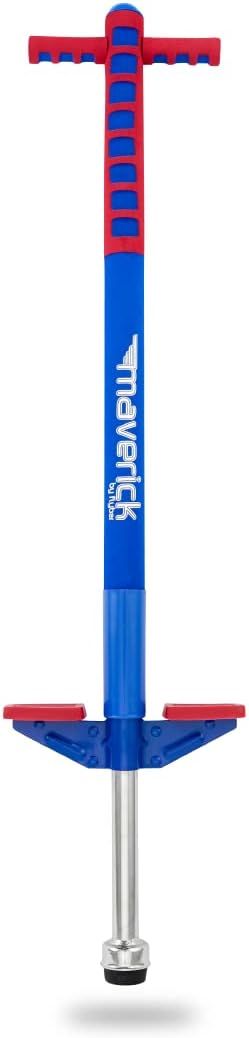 Flybar Maverick Foam Pogo Stick for Kids Age 5 and Up, 40 to 80 Pounds, Pogo Stick for Boys and Girls (Red/Blue)