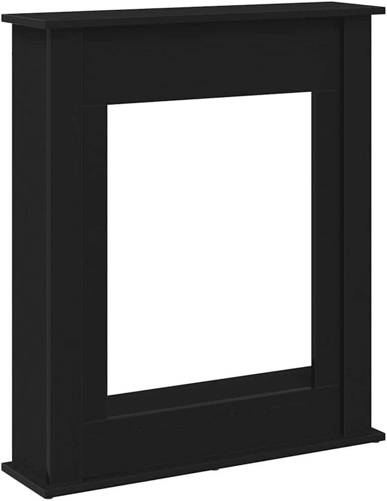 vidaXL Fireplace Surround Mantel - Black Oak Engineered Wood - 75x20x87.5 cm - For Electric LED Flames - Living Room Decor Frame