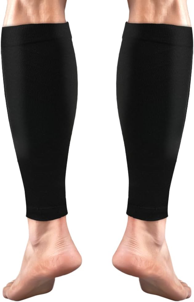 ACWOO Calf Support Compression Sleeves for Women Men, 1 Pair 15-21mmHg Class 1 Shin Splints Brace Support for Torn Muscle Pain Relief, Cramps, Sprains, Footless Leg Socks for Running Sports Flight